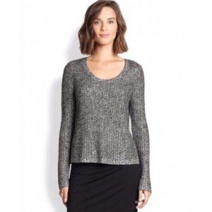 Eileen Fisher Womens Med Linen Blend Karma Shimmer Stitch Knit Box Top Sweater
